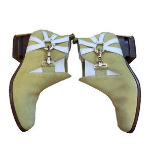 Fleur et Rosée Tick-Tock Green Bean Sz 40 Suede Leather Ankle Boots Italy 9.5 US